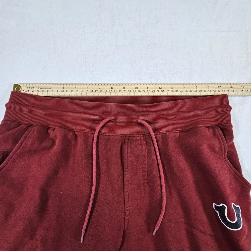 True ReligionHF Puff Jogger Mens Medium Horseshoe Logo Drawstring Red‎ Burgundy